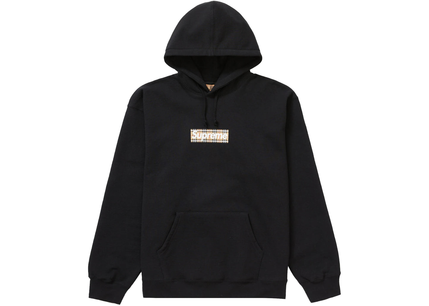 Supreme Burberry Box Logo Hooded Sweatshirt Black